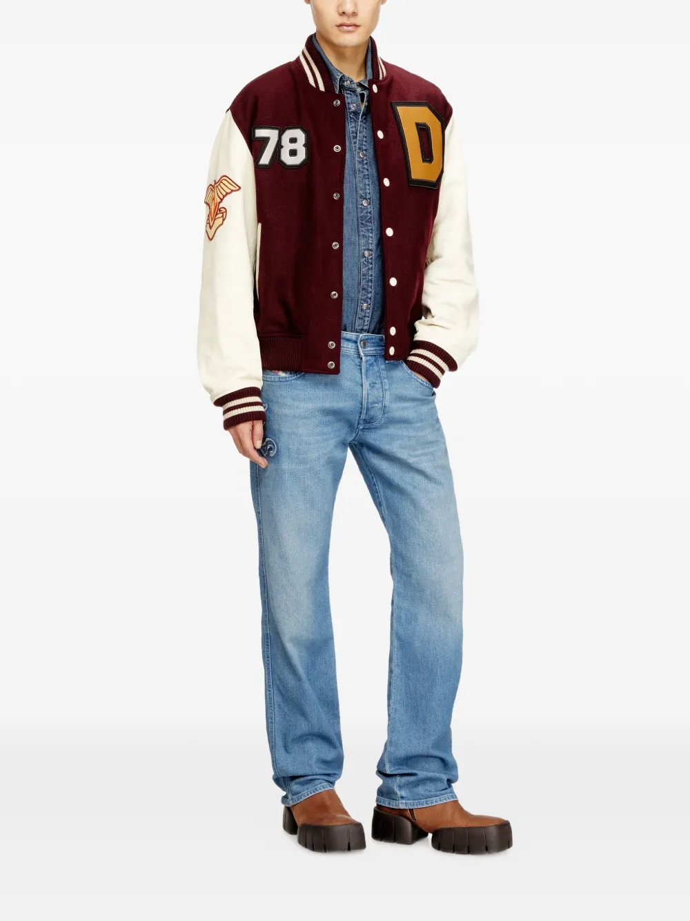 Diesel 1985 Larkee embroidered straight jeans - Blauw