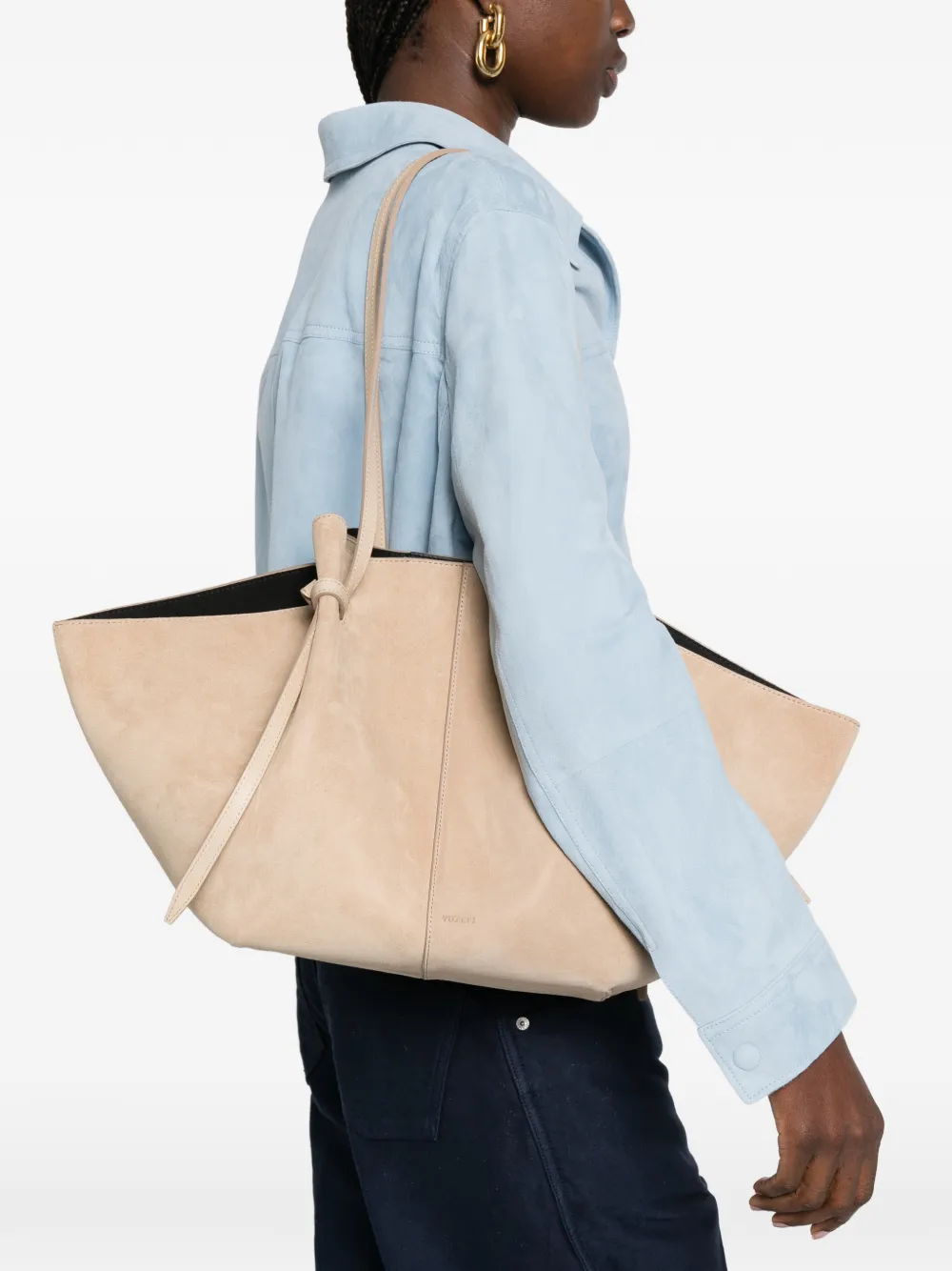  Yuzefi Large Mochi Suede Shoulder Bag - Neutrals 