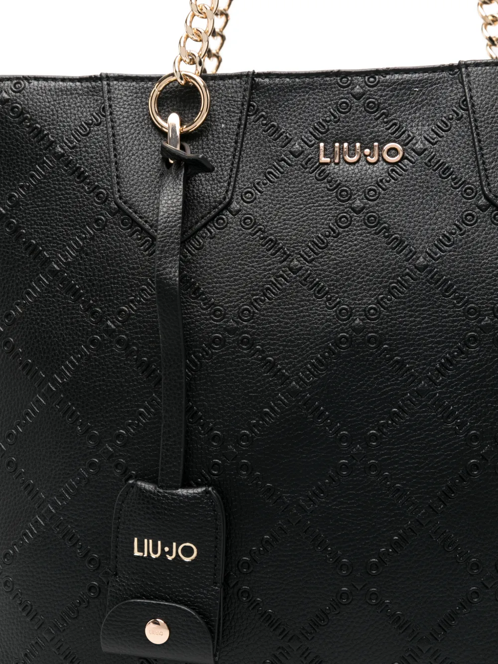 Embossed Chain-Handles Tote Bag