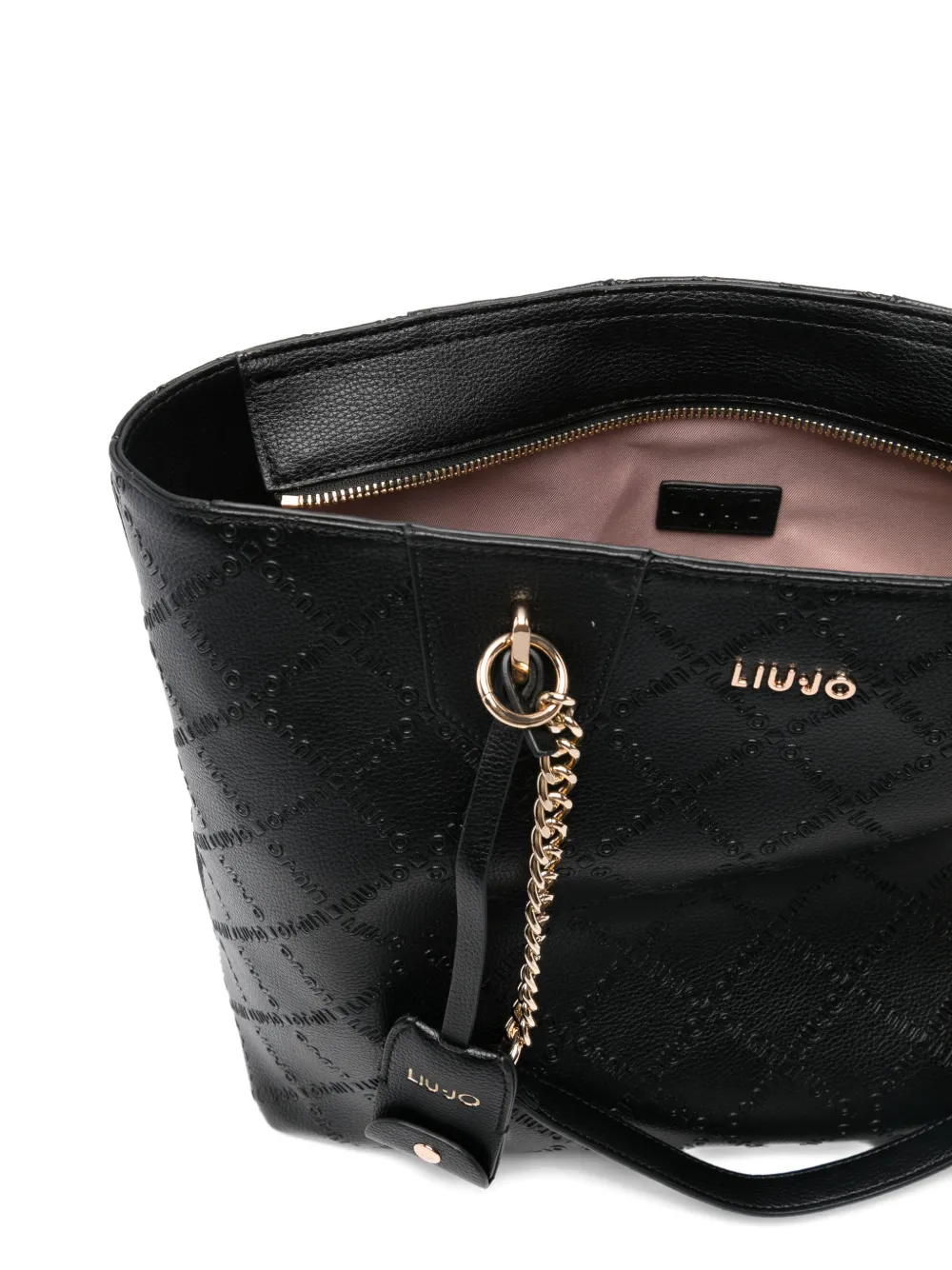 Embossed Chain-Handles Tote Bag