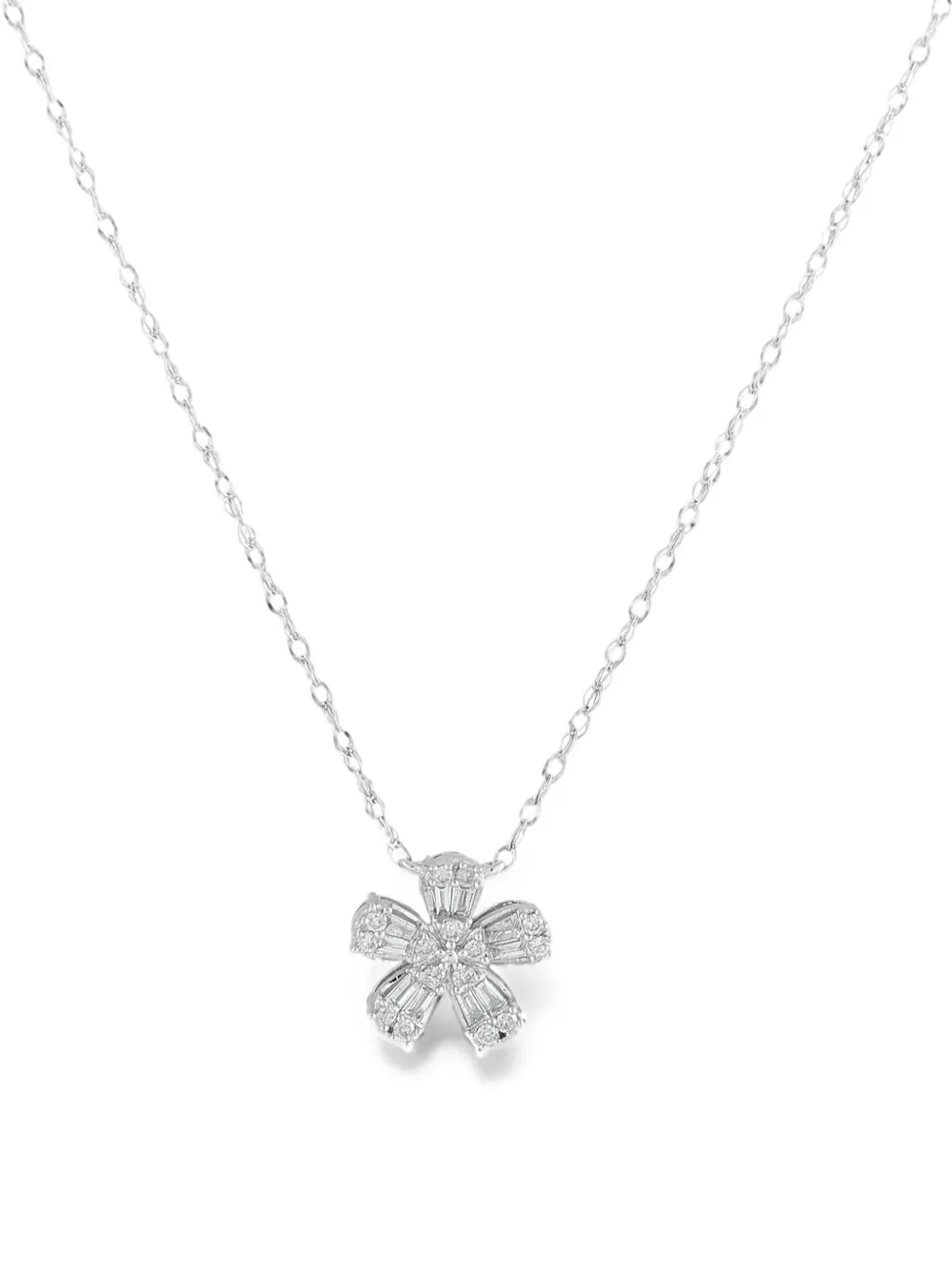 LB Exclusive 14K white gold diamond flower-pendant necklace - Argento