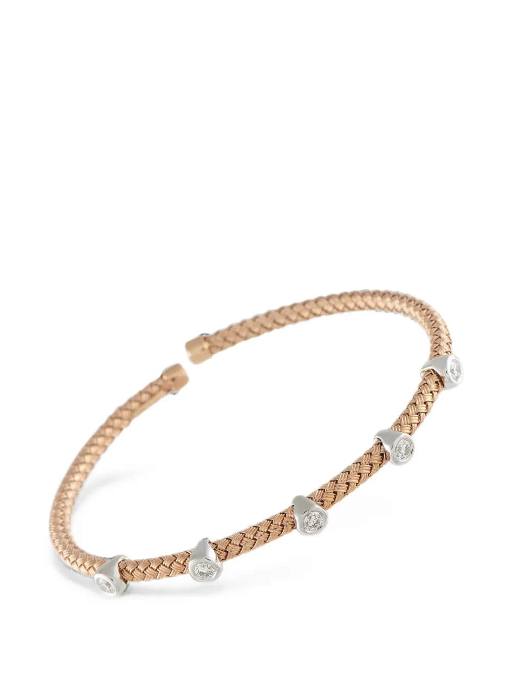 LB Exclusive 14K rose and white gold diamond woven bangle - Rosa