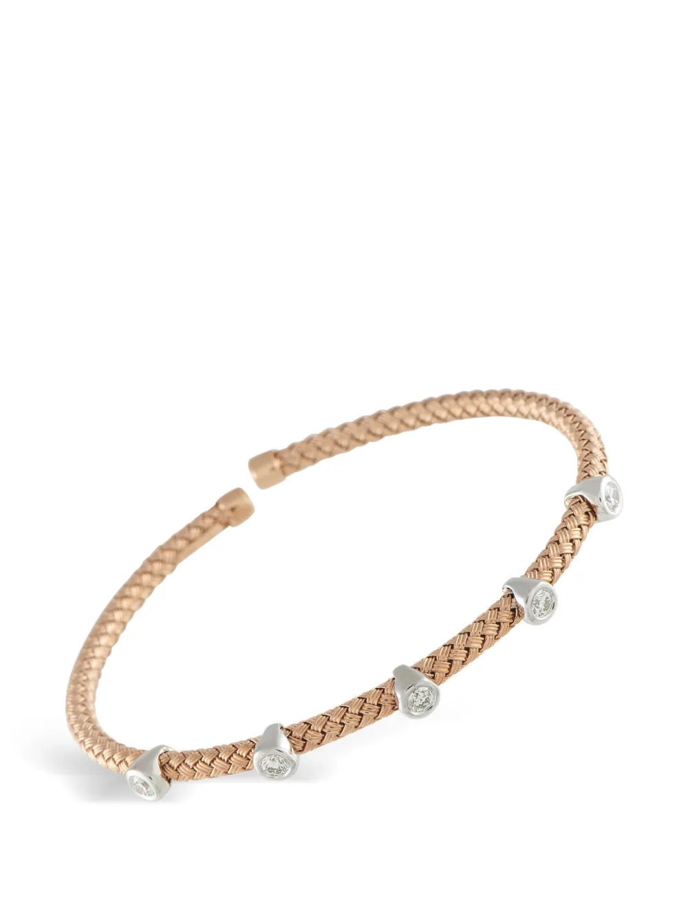 LB Exclusive 14K rose and white gold diamond woven bangle - Rosa