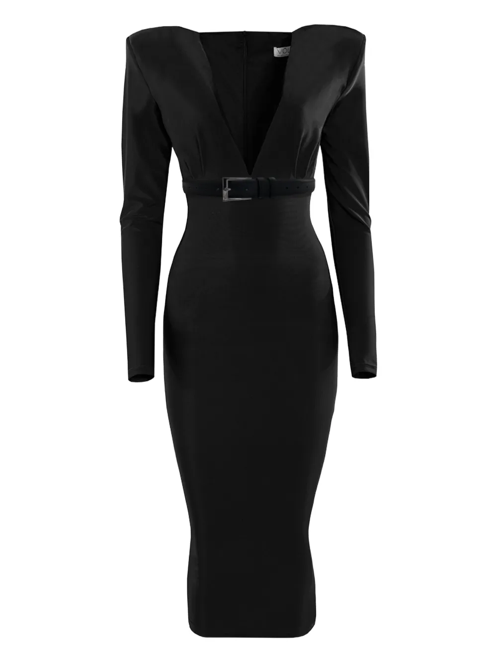 Vestiaire d'un Oiseau Libre V-neck belted midi dress - Nero