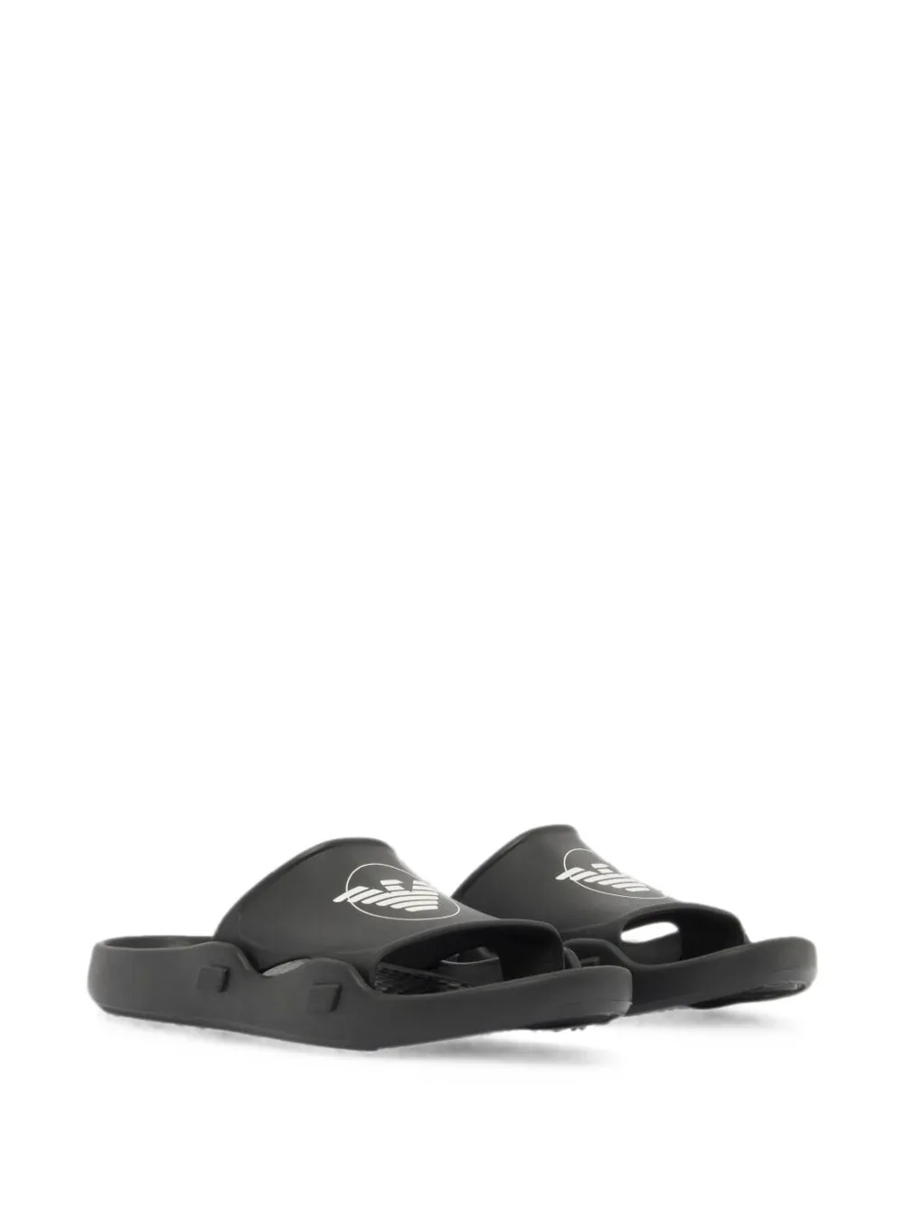 Emporio Armani logo-print slip-on sandals Zwart