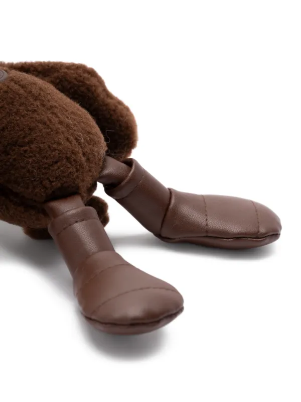 モンクレール ブラウンレザー ロゴ入りポーチ Moncler MonDuck Textured Keyring | Brown | FARFETCH