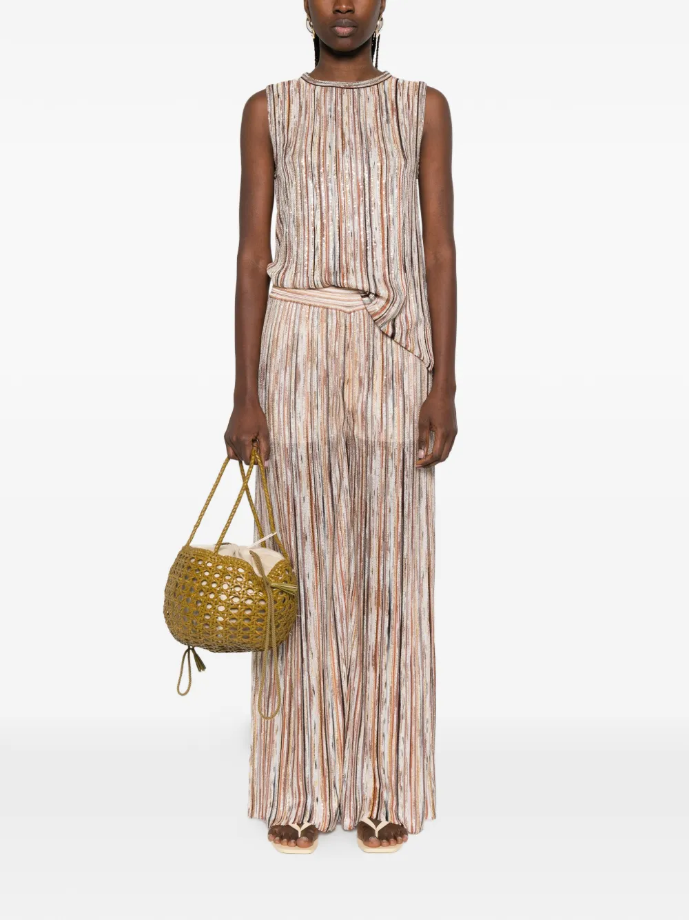  Missoni Striped Embellished Top - Neutrals 