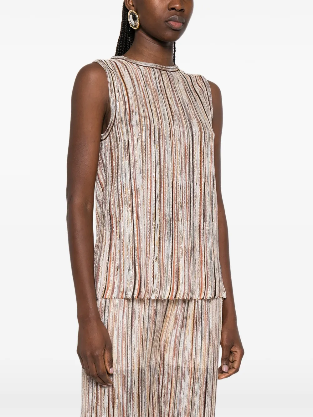  Missoni Striped Embellished Top - Neutrals 