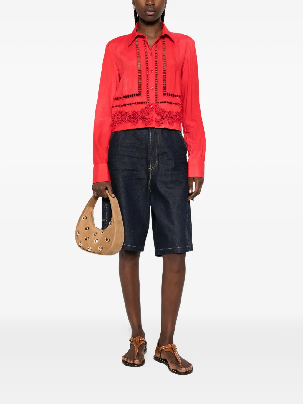 Ermanno Scervino Blouse met kant Rood