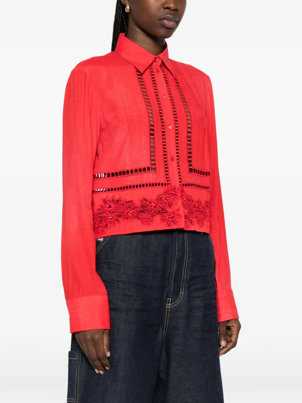 Ermanno Scervino Blouse met kant Rood