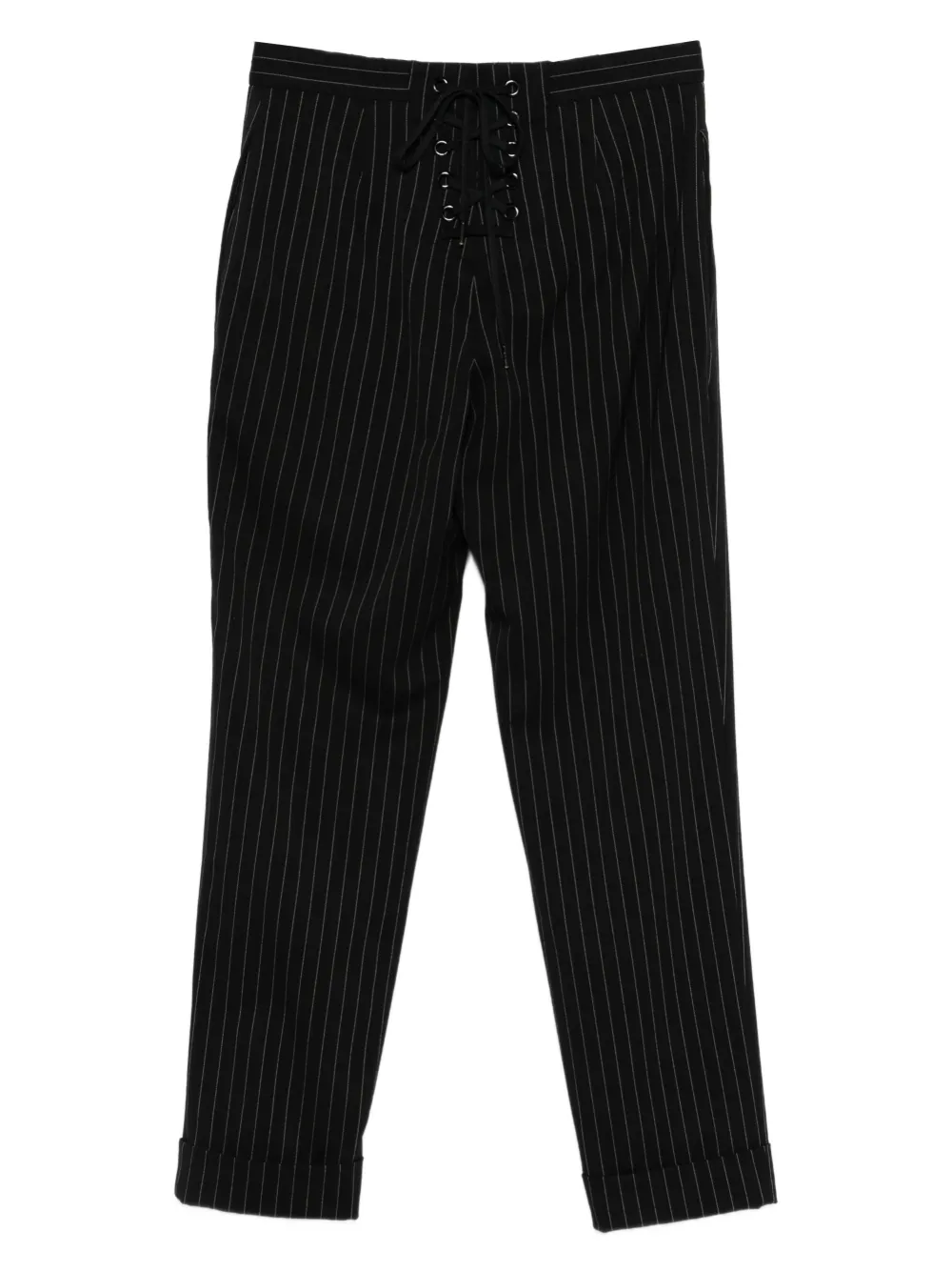 Jean Paul Gaultier Pre-Owned Broek met krijtstreep en veters - Zwart