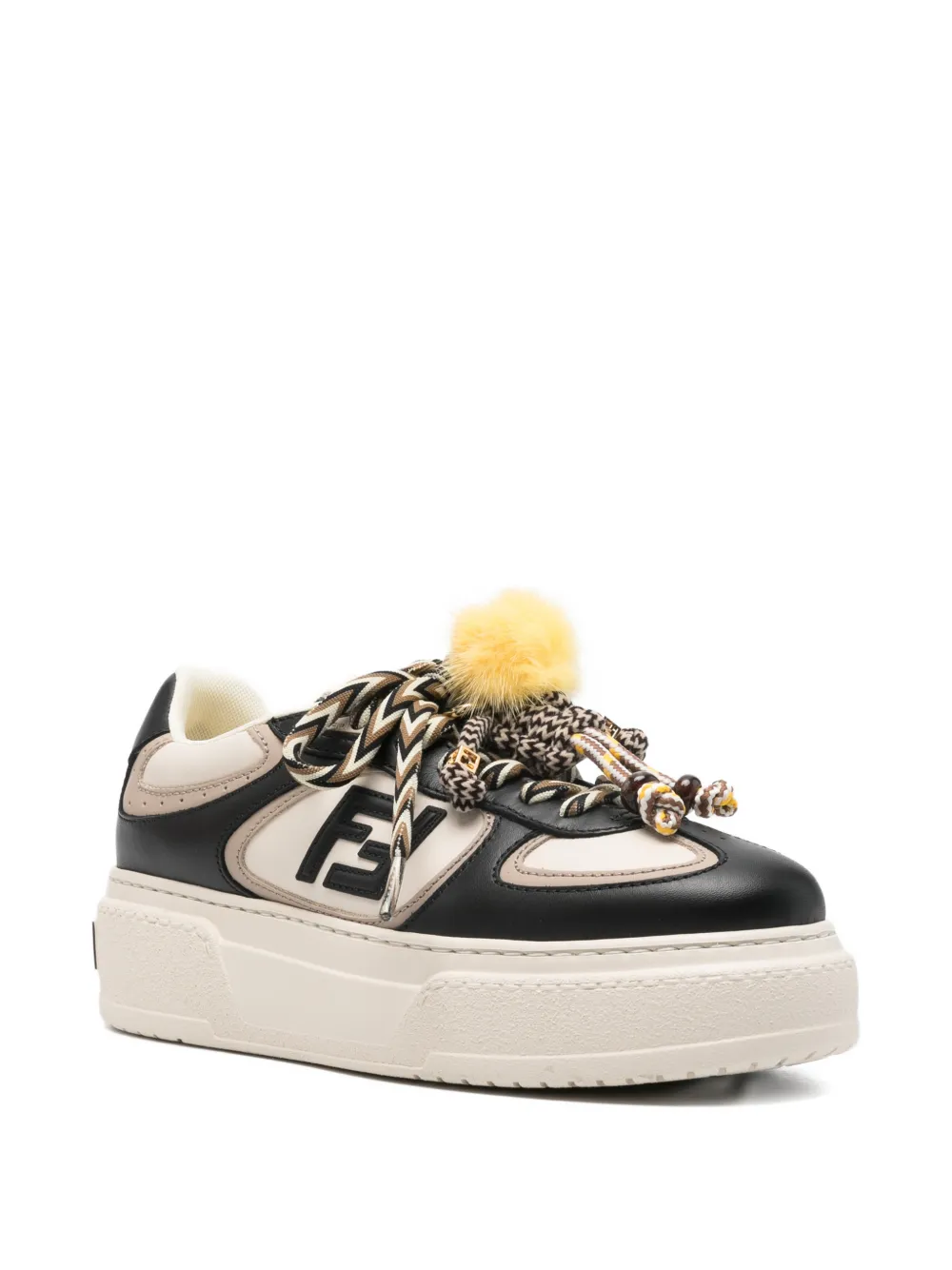 FENDI logo-plaque platform sneakers - Zwart