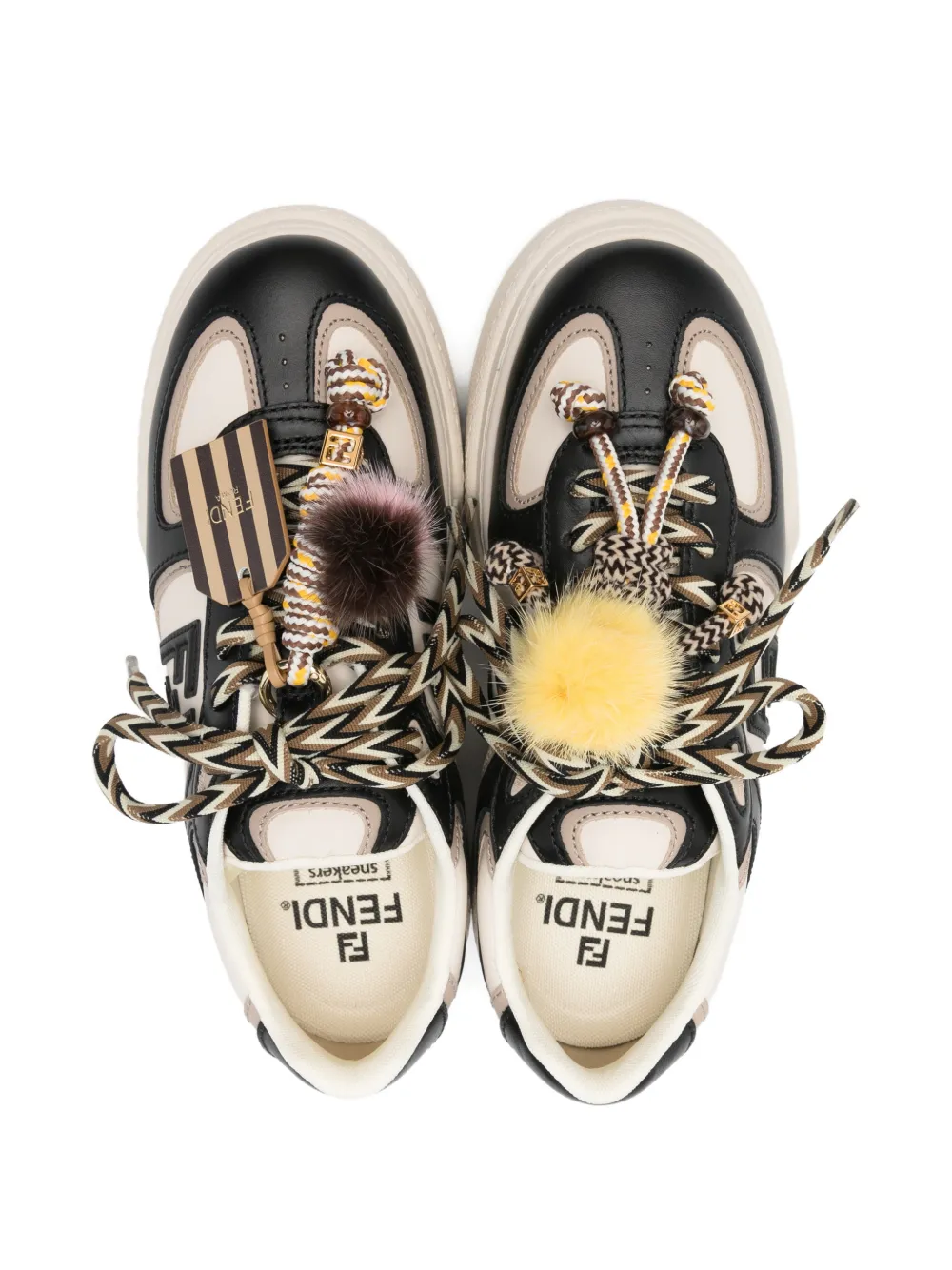 FENDI Sneakers met logoplakkaat en plateauzool Zwart