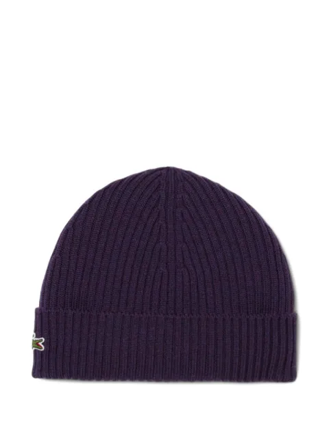 Lacoste ribbed logo-patch beanie