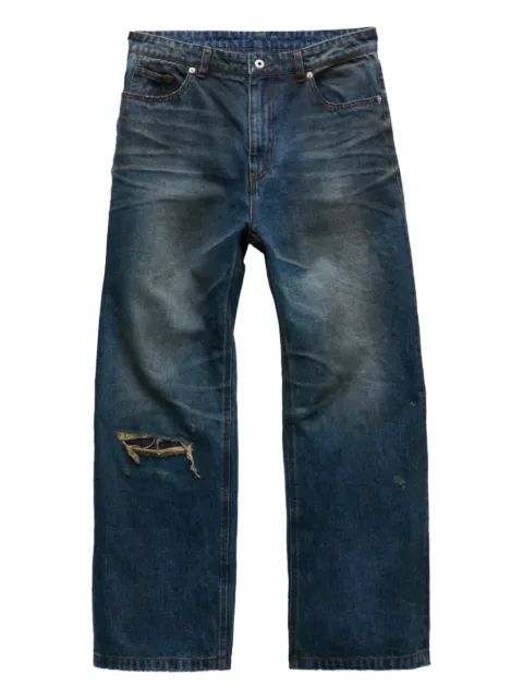 COOR embossed dirty washed jeans