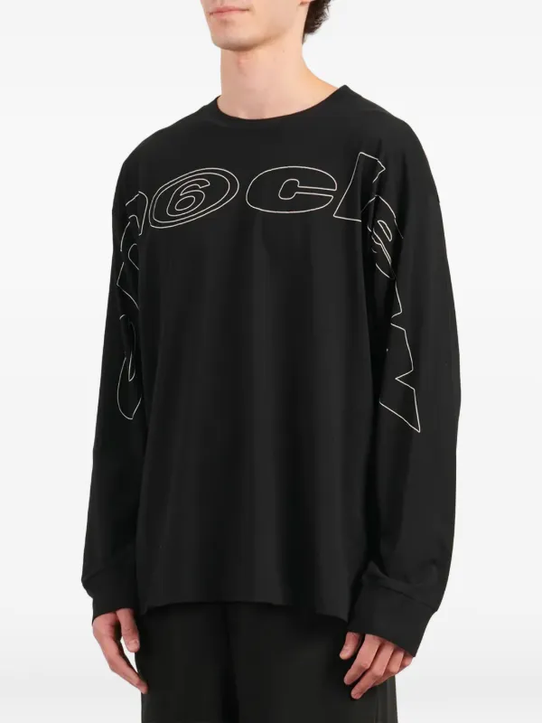 MM6 Maison Margiela Long Sleeve Graphic T-Shirt | Black | FARFETCH