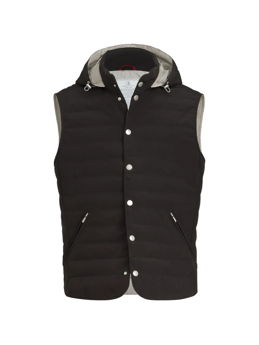 Brunello Cucinelli bonded nylon down vest with detachable hood - Schwarz