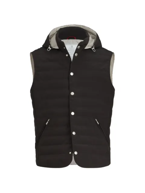 Brunello Cucinelli bonded nylon down vest with detachable hood