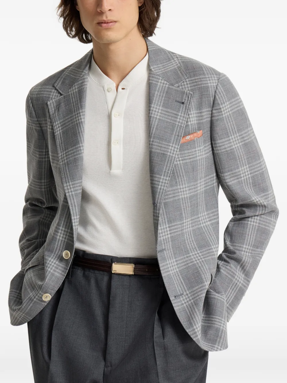 Brunello Cucinelli Blazer met bewerkte revers Grijs