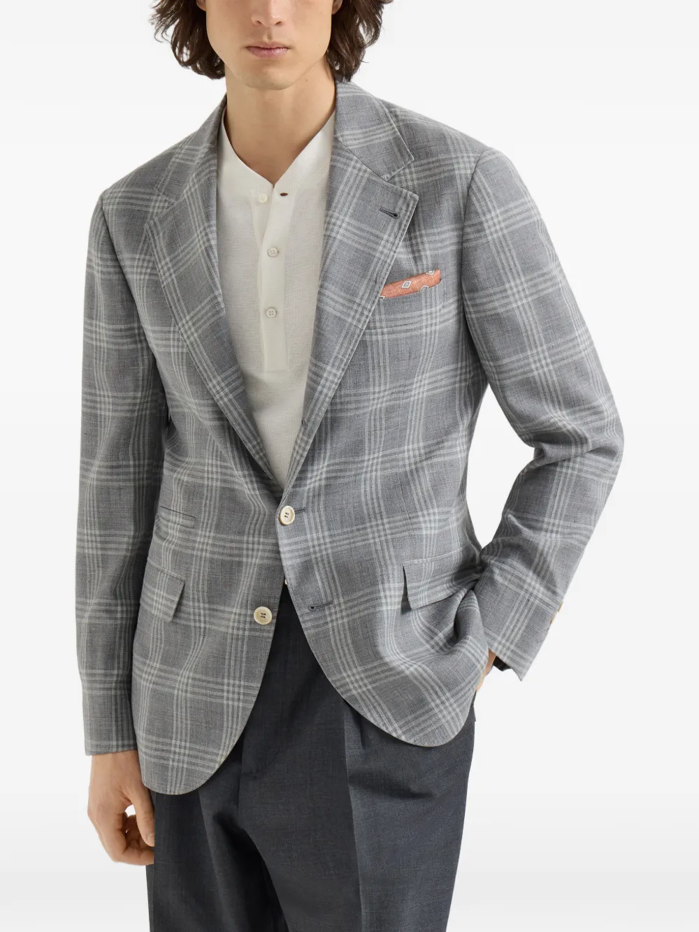 Brunello Cucinelli Blazer met bewerkte revers Grijs