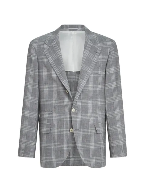 Brunello Cucinelli wool, silk and linen tartan deconstructed blazer