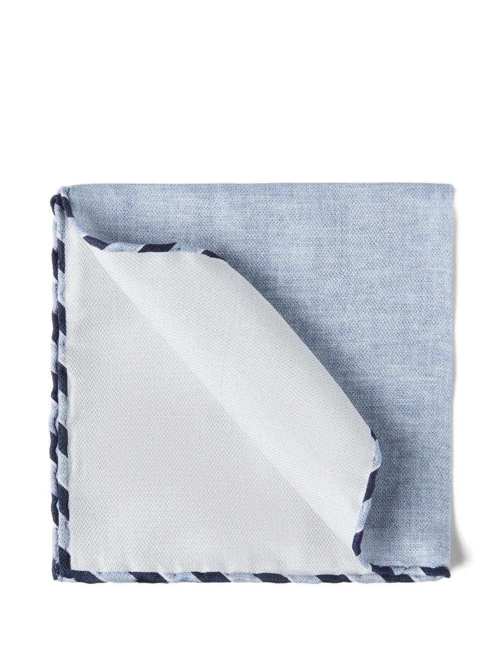 Brunello Cucinelli striped-trim silk pocket square - Blu