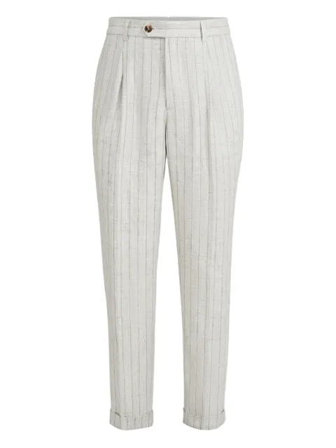 Brunello Cucinelli striped pleated trousers