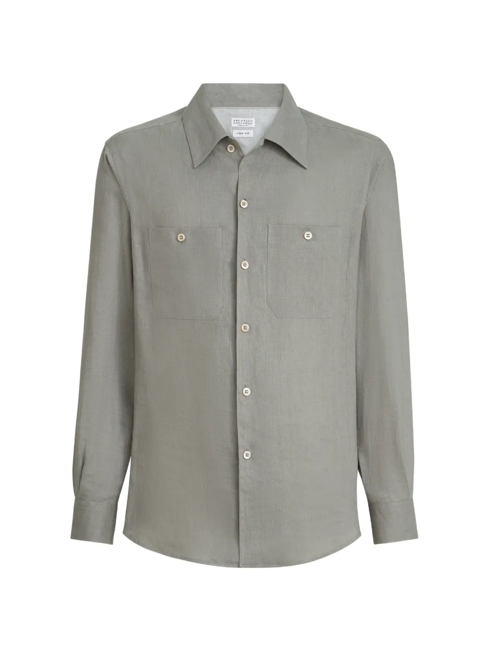 Brunello Cucinelli linen easy fit shirt with chest pockets - Verde