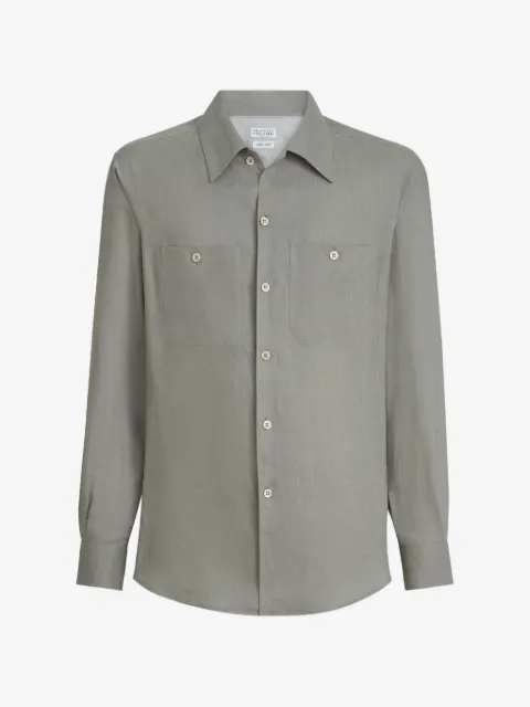 Brunello Cucinelli chest-pockets linen shirt