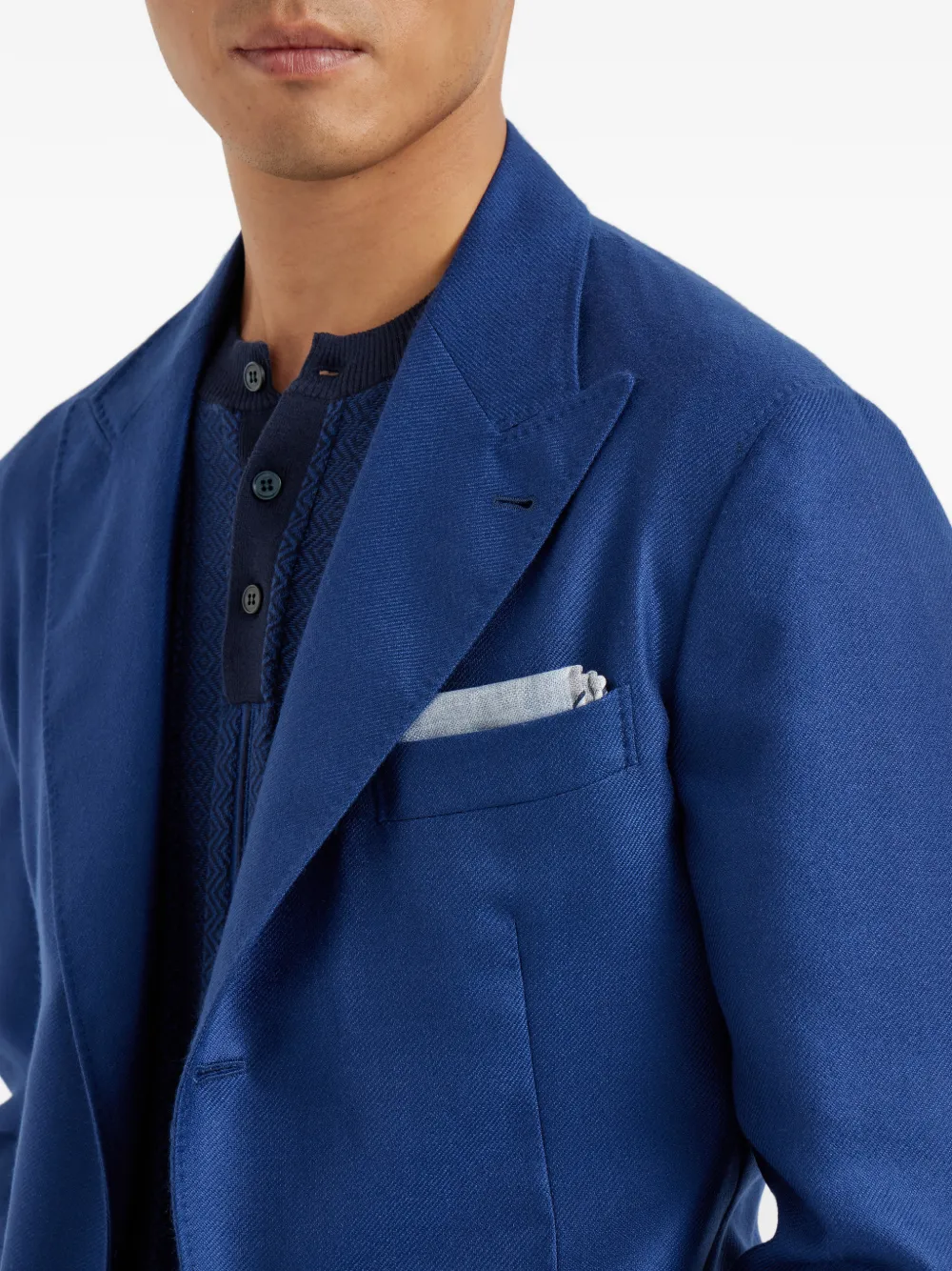Brunello Cucinelli Zijden pochet met gestreepte afwerking Blauw