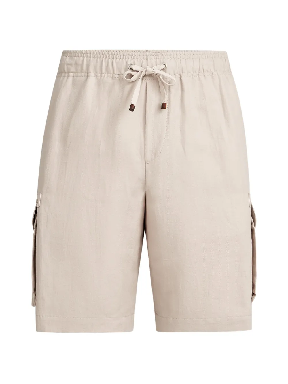 Brunello Cucinelli linen and cotton drill bermuda shorts with drawstring and cargo pockets - Toni neutri