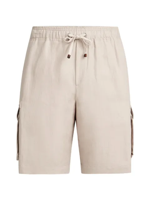 Brunello Cucinelli linen and cotton drill bermuda shorts with drawstring and cargo pockets