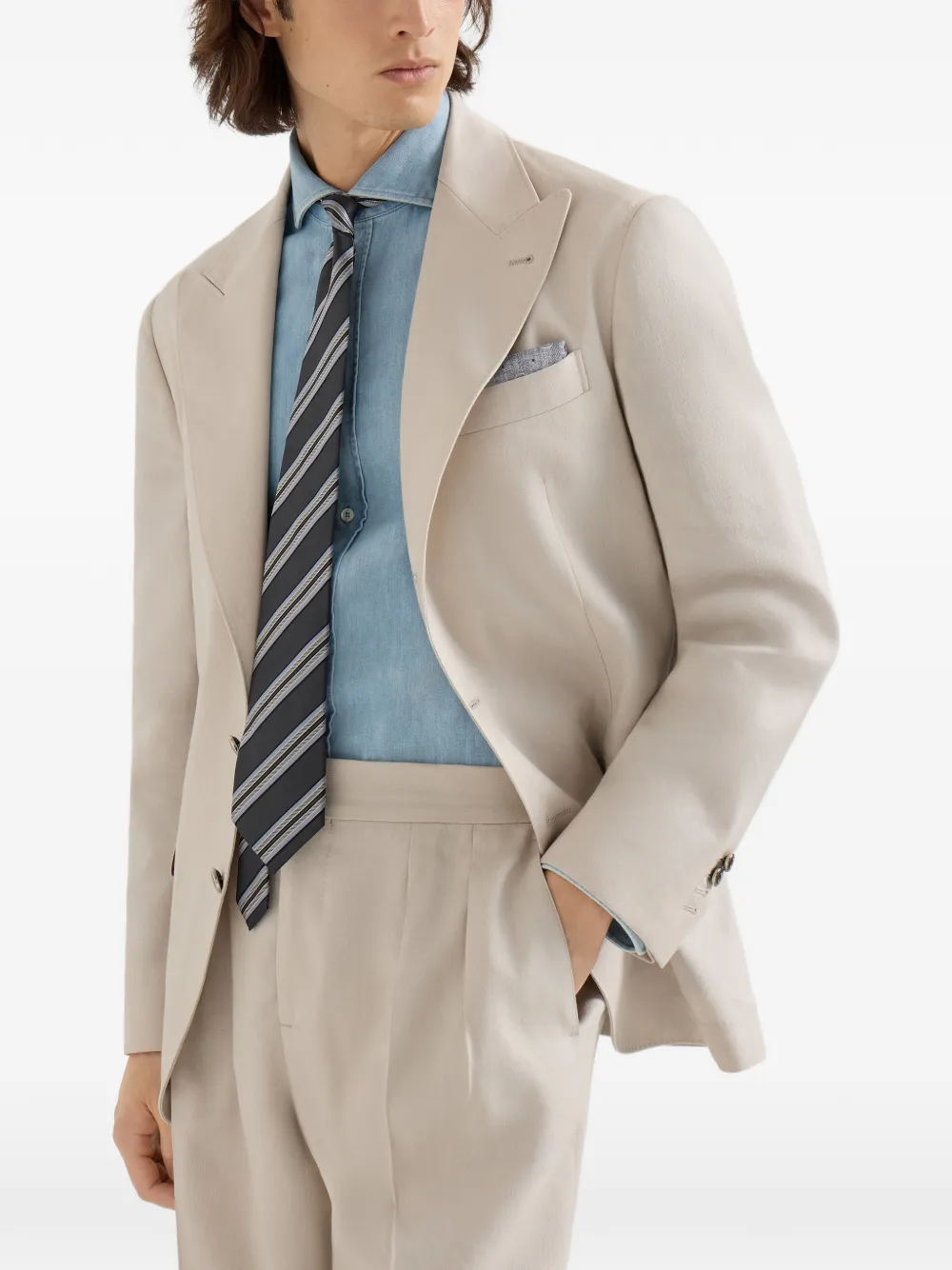  Brunello Cucinelli Peak-lapels Blazer - Neutrals 
