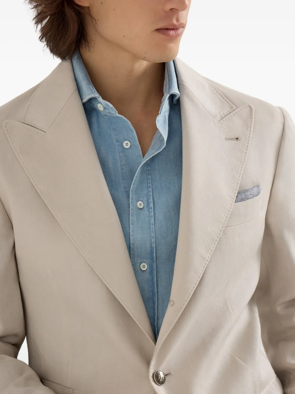 Brunello Cucinelli Blazer met puntige revers Beige