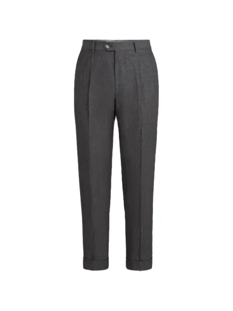 Brunello Cucinelli pleat delave linen trousers