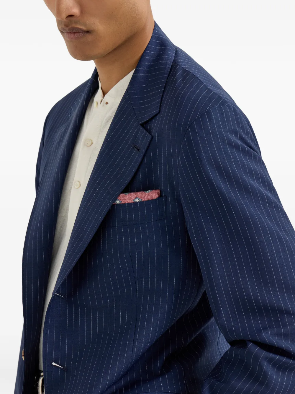  Brunello Cucinelli Diamond-print Silk Pocket Square - Blue 