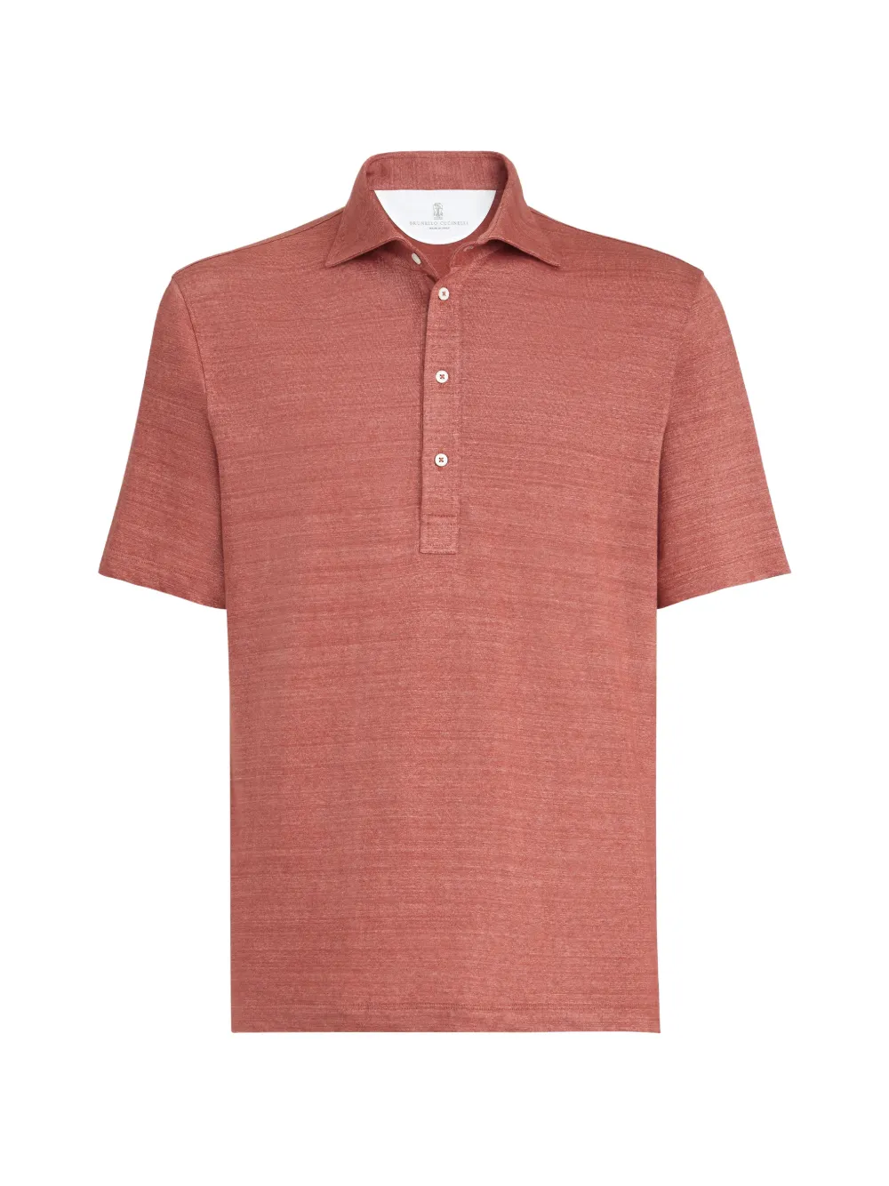 Brunello Cucinelli linen and cotton mélange jersey polo with shirt-style collar - Arancione