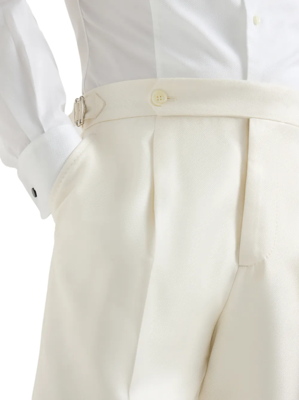 Brunello Cucinelli Zijden broek met geplooide taillebanden Beige