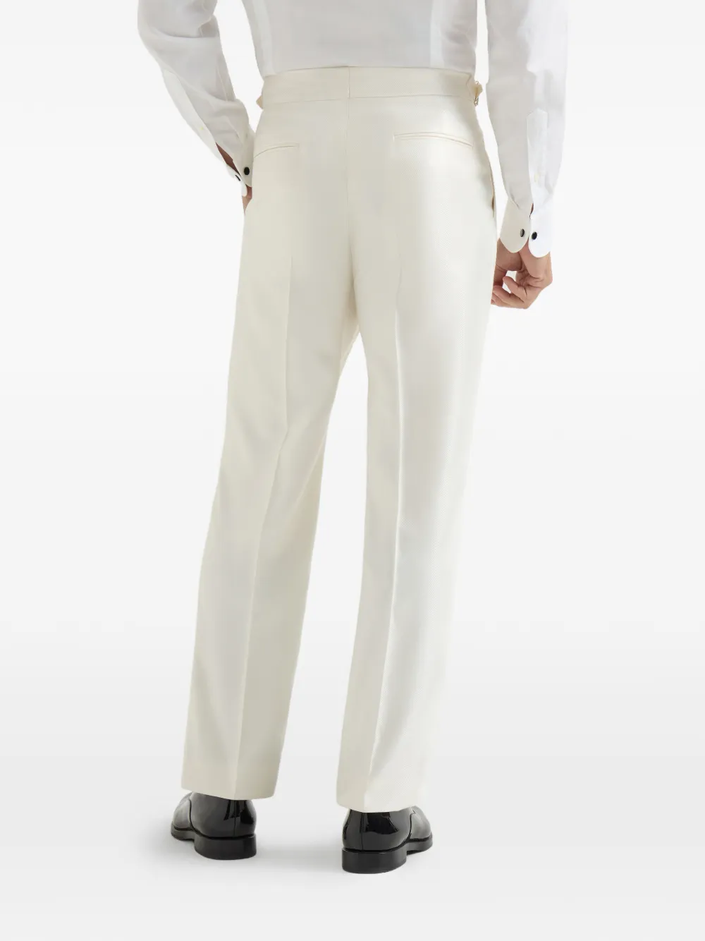 Brunello Cucinelli Zijden broek met geplooide taillebanden Beige