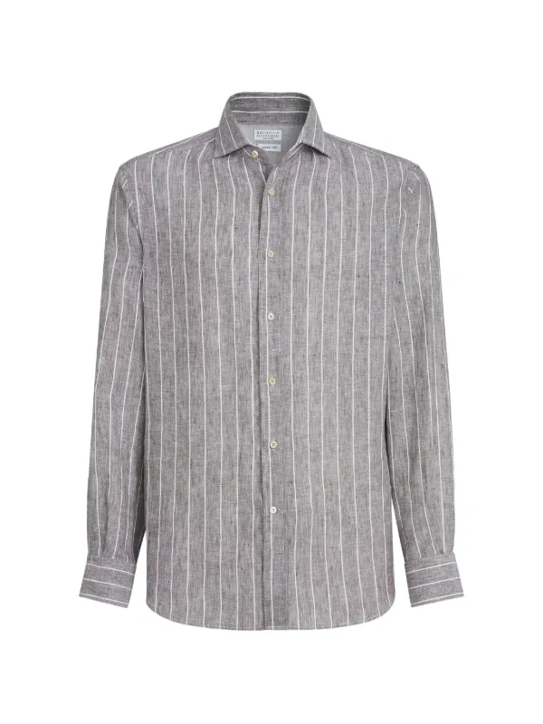 Brunello Cucinelli ストライプ シャツ | ブラウン | FARFETCH JP