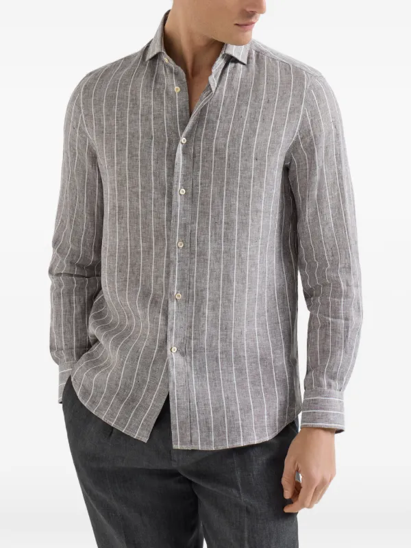 Brunello Cucinelli ストライプ シャツ | ブラウン | FARFETCH JP