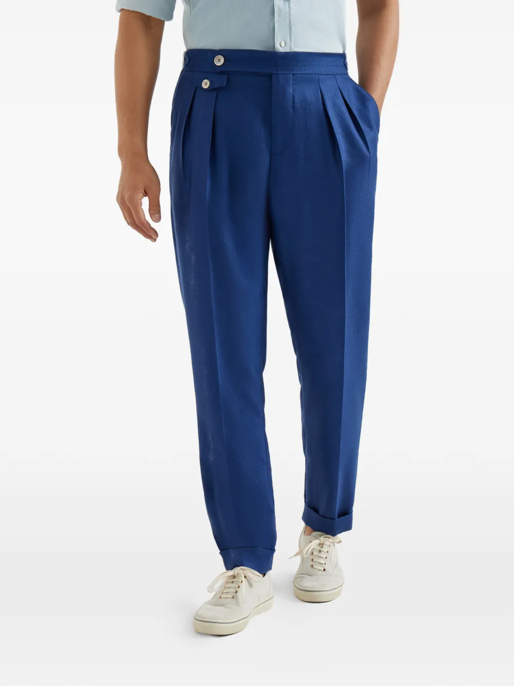 Brunello Cucinelli Broek met geplooide taille Blauw