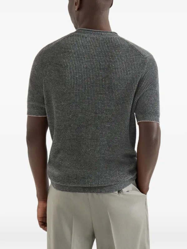 新品・未使用 BRUNELLO CUCINELLI 半袖 ニット グレー M Brunello Cucinelli Half English Ribbed T-shirt | Grey | FARFETCH AO