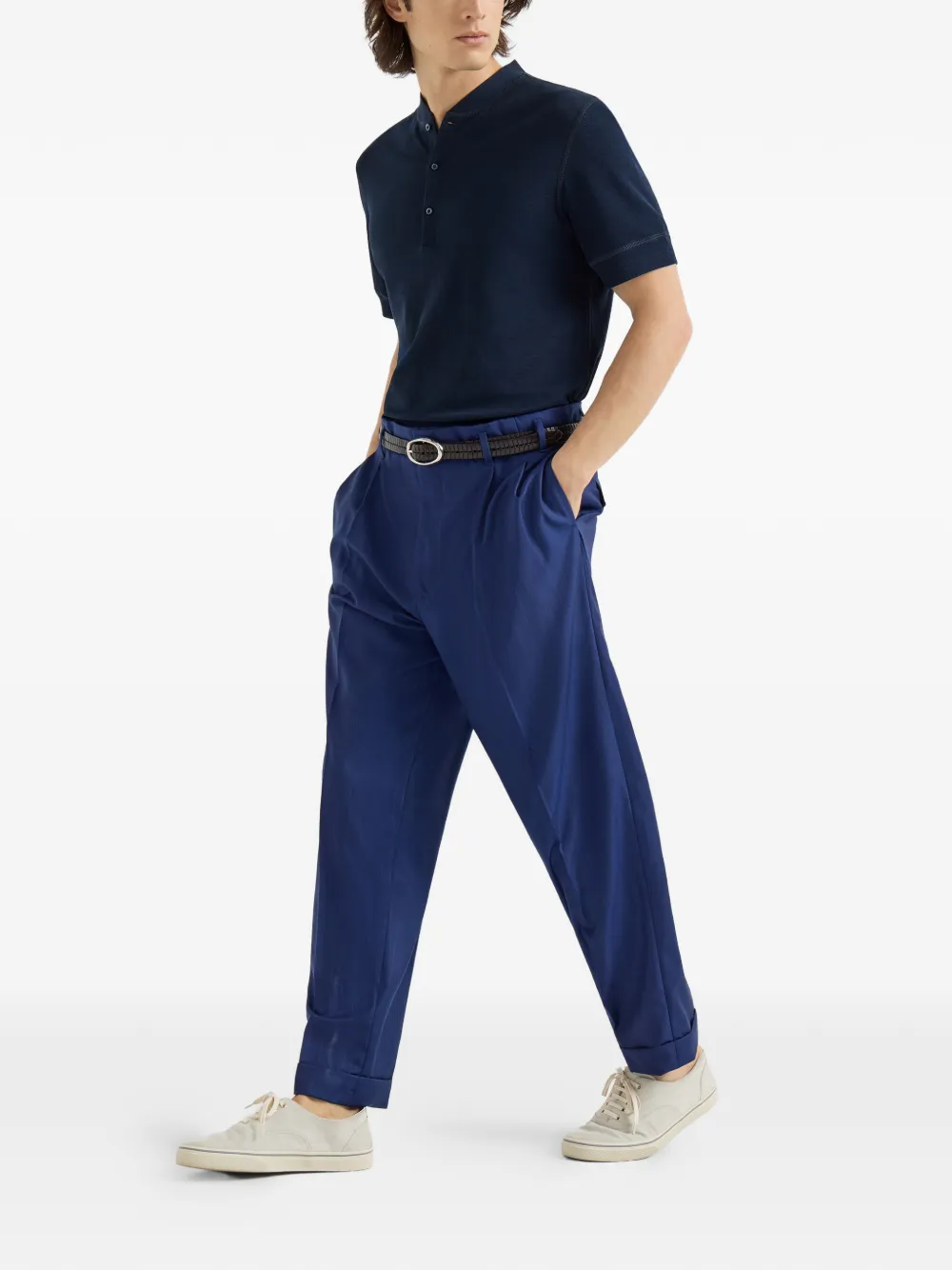 Chalk-Stripe Pleated Trousers