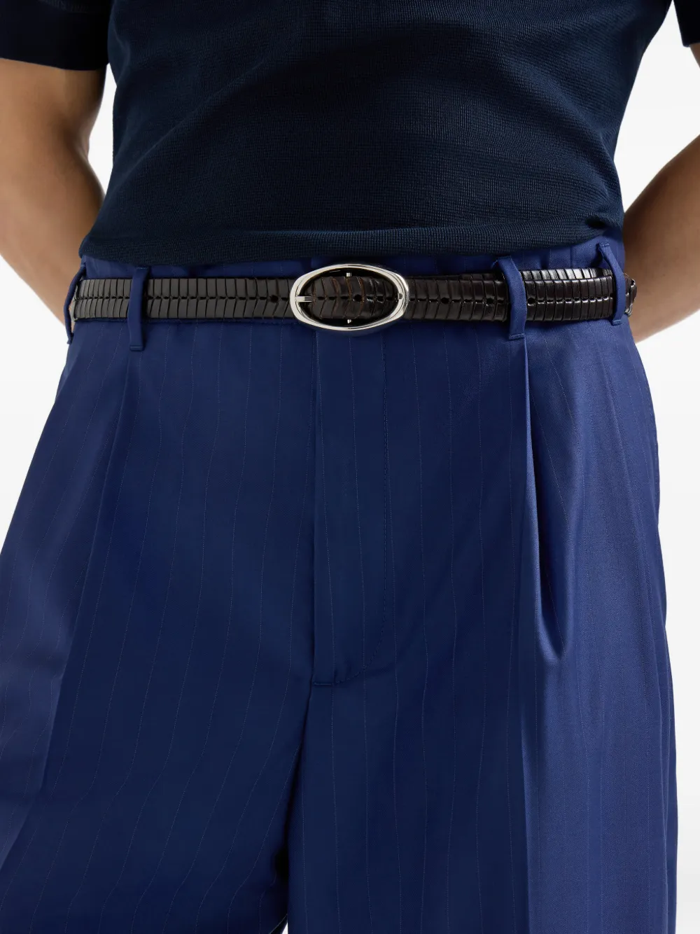 Chalk-Stripe Pleated Trousers