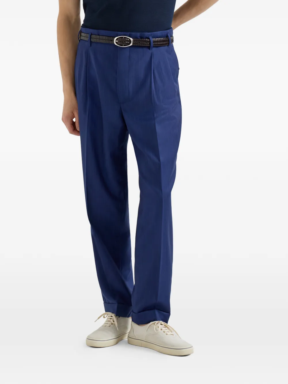 Chalk-Stripe Pleated Trousers