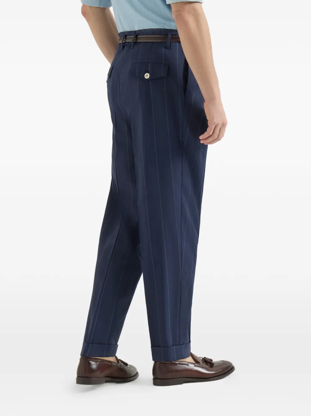 Brunello Cucinelli Broek met krijtstreep Blauw