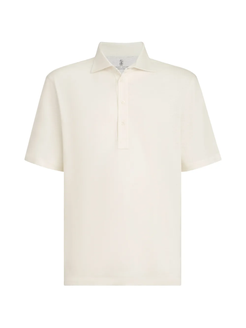 Brunello Cucinelli linen and cotton mélange jersey polo with shirt-style collar - Toni neutri