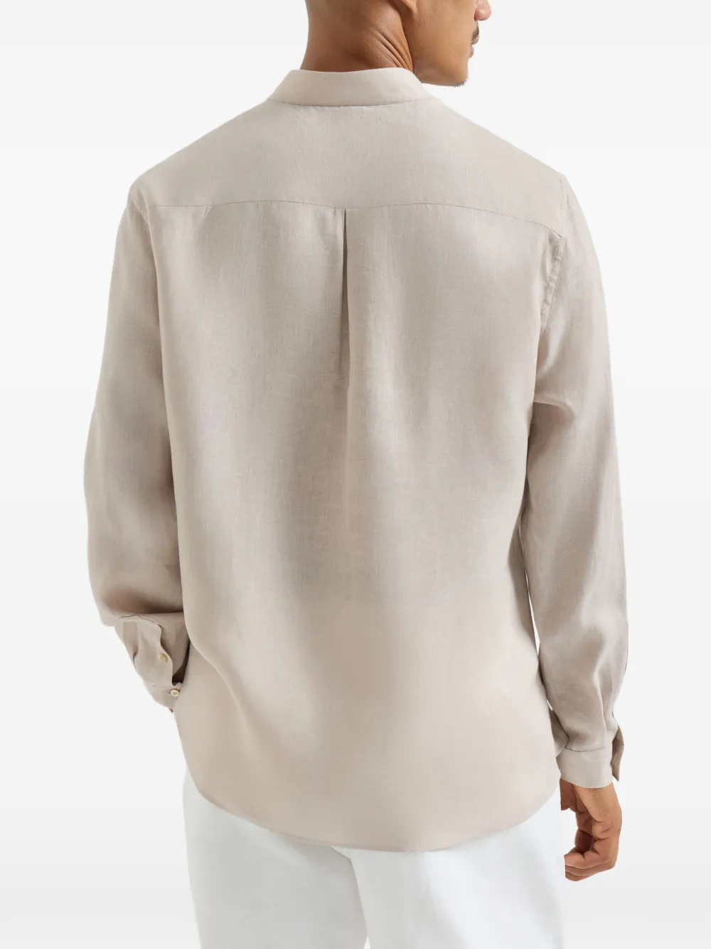 Brunello Cucinelli Overhemd met ronde opstaande kraag Beige