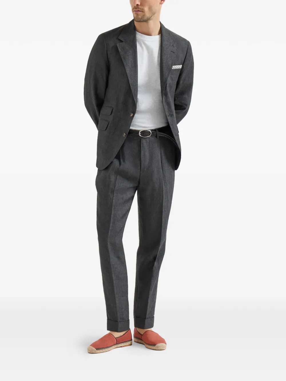 Brunello Cucinelli Espadrilles van korrelig kalfsleder Bruin